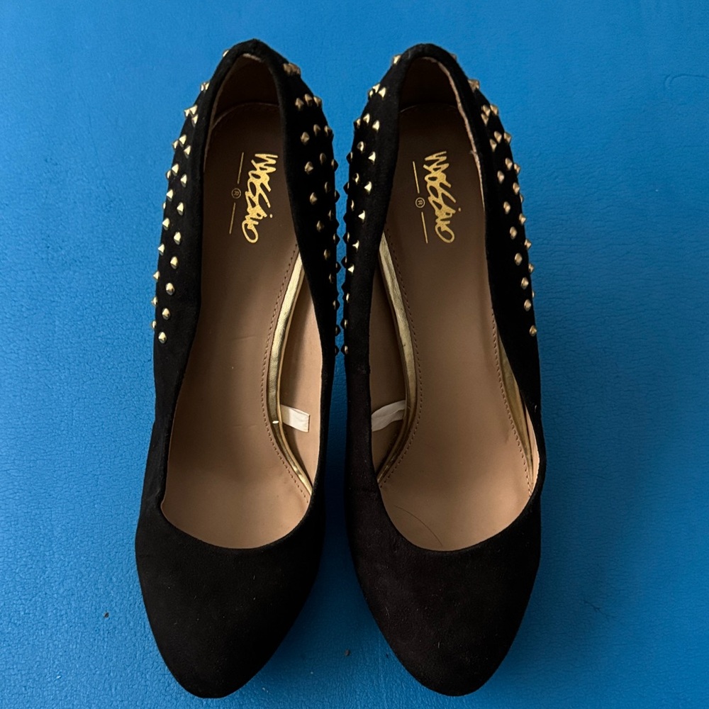 Urban Planet Black Heels with Gold Studs